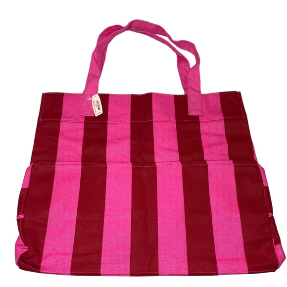 NWT Victoria’s Secret Pink and Red Striped Tote bag - Picture 4 of 8